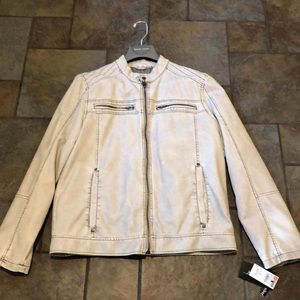 Light gray faux leather jacket men’s large